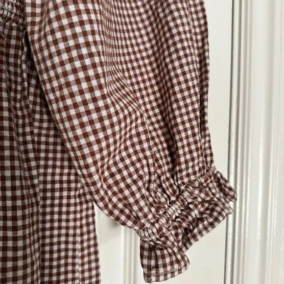 Rylee & Cru Brown Gingham Women's Mini Dress - Picture 3 of 5